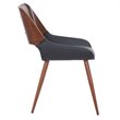 Pemberly Row Faux Leather Metal and Wood Dining Chair Black and Walnut