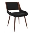 Pemberly Row Faux Leather Metal and Wood Dining Chair Black and Walnut