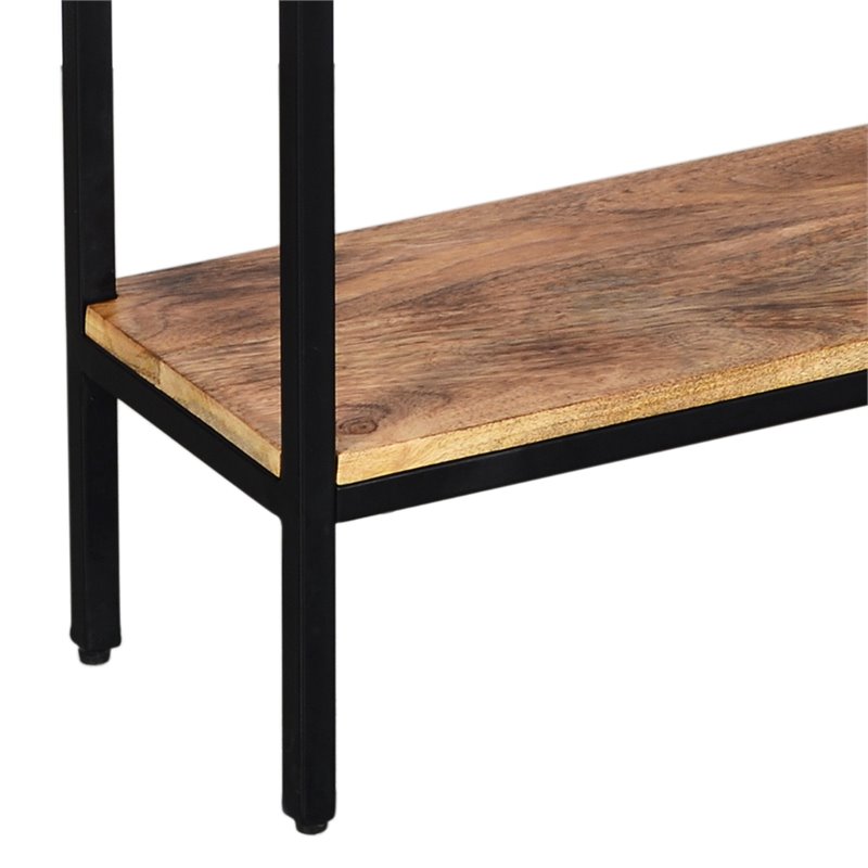 Pemberly Row Industrial Wood & Wrought Iron Console Table Natural Burnt andBlack