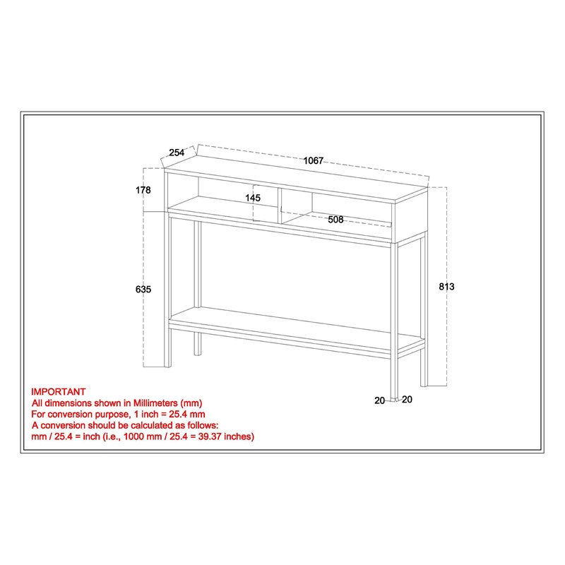 Pemberly Row Industrial Wood & Wrought Iron Console Table Natural Burnt andBlack