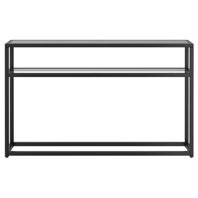 Pemberly Row Contemporary Metal and Glass and MDF Console Table Black