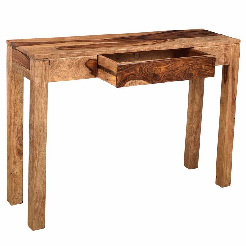 Pemberly Row Rustic Modern Solid Wood ConsoleDesk Dark Sheesham