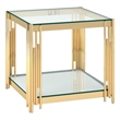 Pemberly Row Contemporary Metal and Glass Large Accent Table Gold