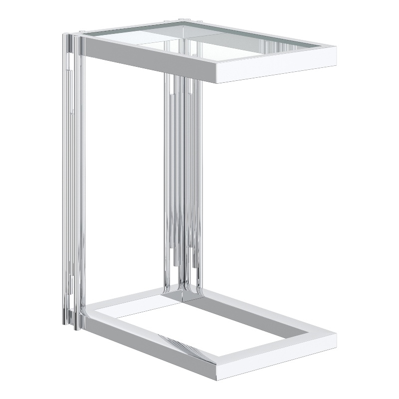 Pemberly Row Contemporary Metal and Glass Small Accent Table Silver