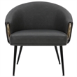 Pemberly Row Faux Leather Accent Chair Vintage Charcoal Black Aged Gold