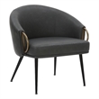 Pemberly Row Faux Leather Accent Chair Vintage Charcoal Black Aged Gold