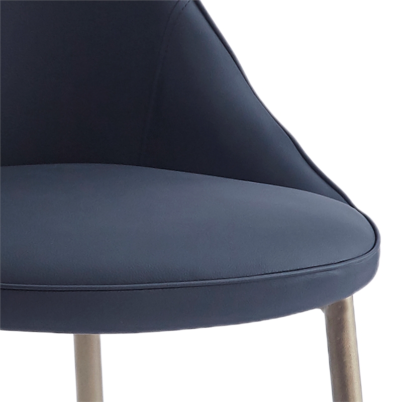Pemberly Row Faux Leather and Metal Dining Chair Set of 2 Black and Aged Gold