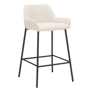 Pemberly Row Modern Fabric and Metal 26&quot Counter Stool Set of 2 Beigeand Black