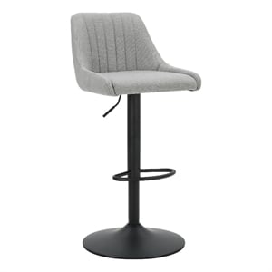 Pemberly Row Fabric and Metal Adjustable Swivel Stool Set of 2 Gray and Black