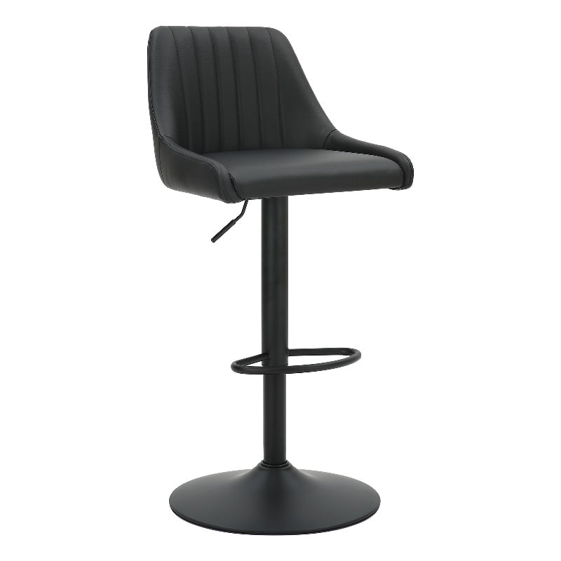 Pemberly Row Faux Leather Adjustable Stool with Swivel Set of 2 Black and Black