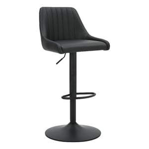 Pemberly Row Faux Leather Adjustable Stool with Swivel Set of 2 Black and Black