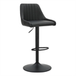 Pemberly Row Faux Leather Adjustable Stool with Swivel Set of 2 Black and Black