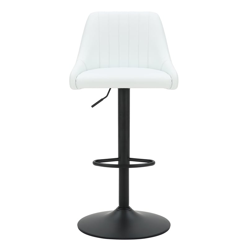 Pemberly Row Faux Leather Adjustable Stool with Swivel Set of 2 White and Black