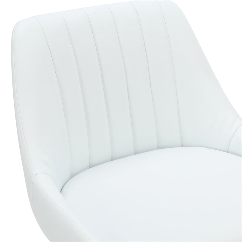 Pemberly Row Faux Leather Adjustable Stool with Swivel Set of 2 White and Black