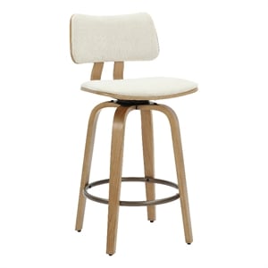 Pemberly Row Fabric and Wood 26&quot Counter Stool with Swivel Beigeand Natural