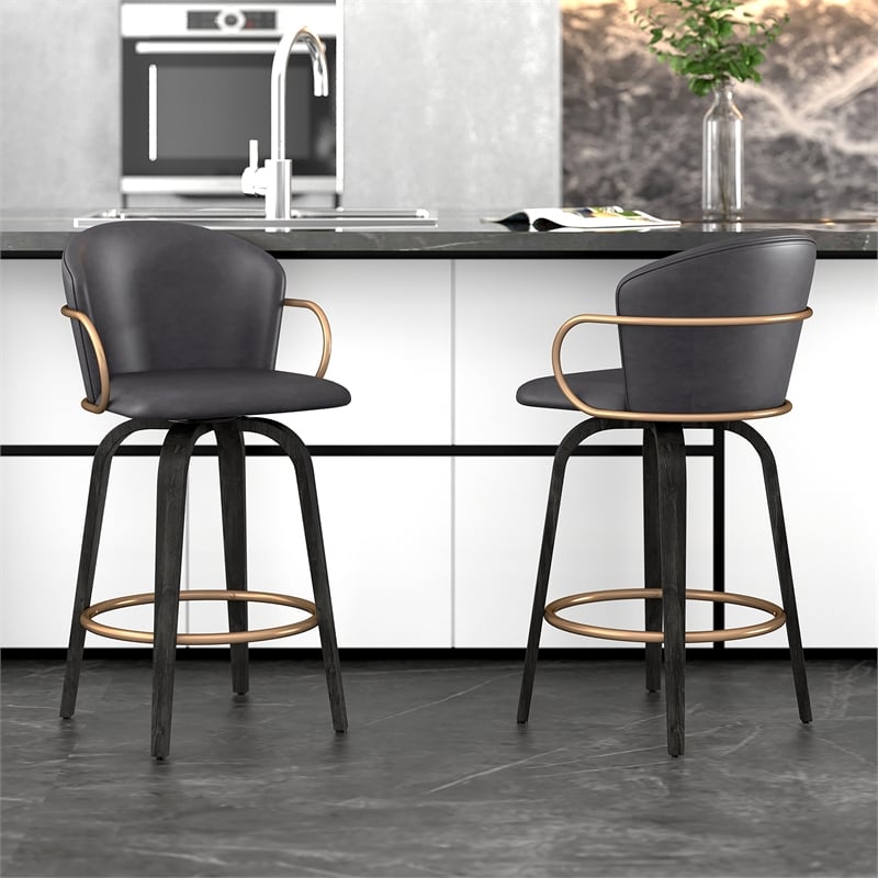 Pemberly Row Faux Leather Wood 26