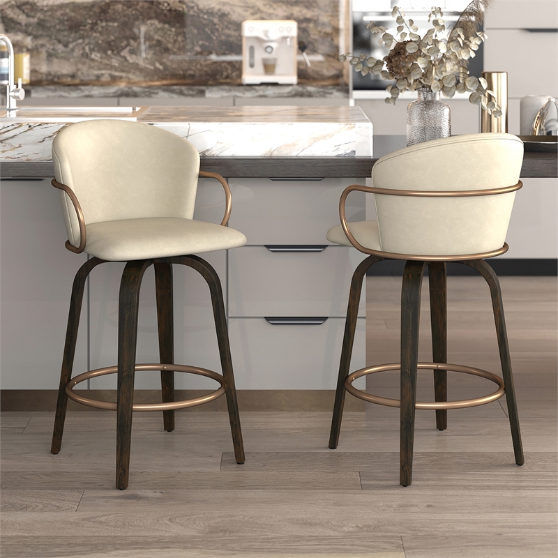 Pemberly Row Faux Leather Wood 26