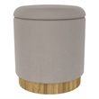 Pemberly Row Modern Fabric Round Storage Ottoman Gray Natural
