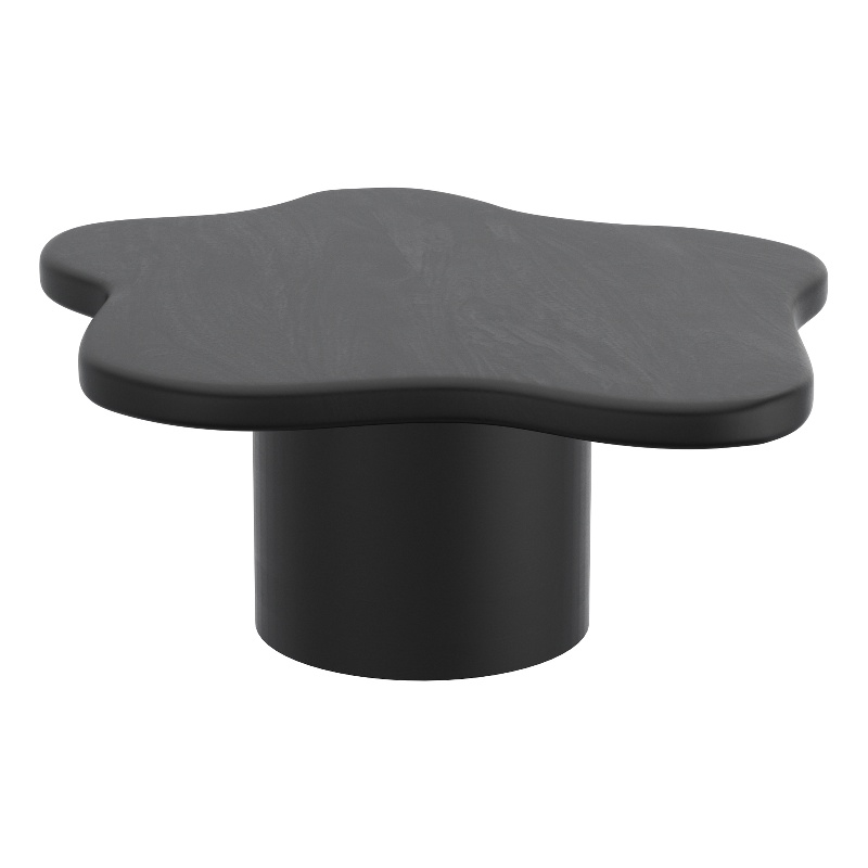 Pemberly Row Mid-Century Modern Solid Wood Large Coffee Table Black