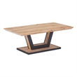 Pemberly Row Modern MDF Metal Rectangular Coffee Table Natural Black