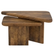 Pemberly Row Mid-Century Modern Solid Wood 2pc Coffee Table Set Walnut