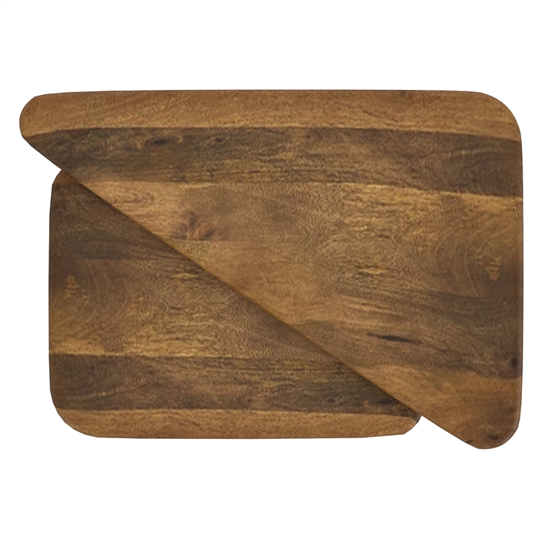Pemberly Row Mid-Century Modern Solid Wood 2pc Coffee Table Set Walnut