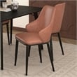 Pemberly Row Faux Leather Metal Dining Chair Faux Leather Set of 2 Saddle Black