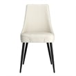 Pemberly Row Faux Leather Metal Dining Chair Faux Leather Set of 2 Beige Black