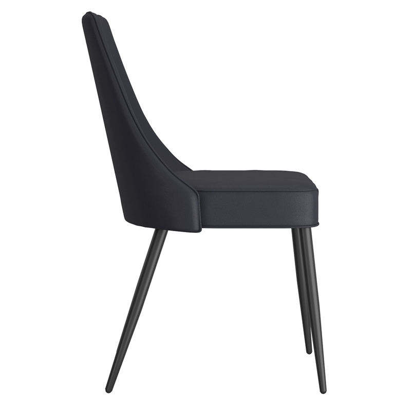 Pemberly Row Faux Leather Metal Dining Chair Faux Leather Set of 2 Black Black