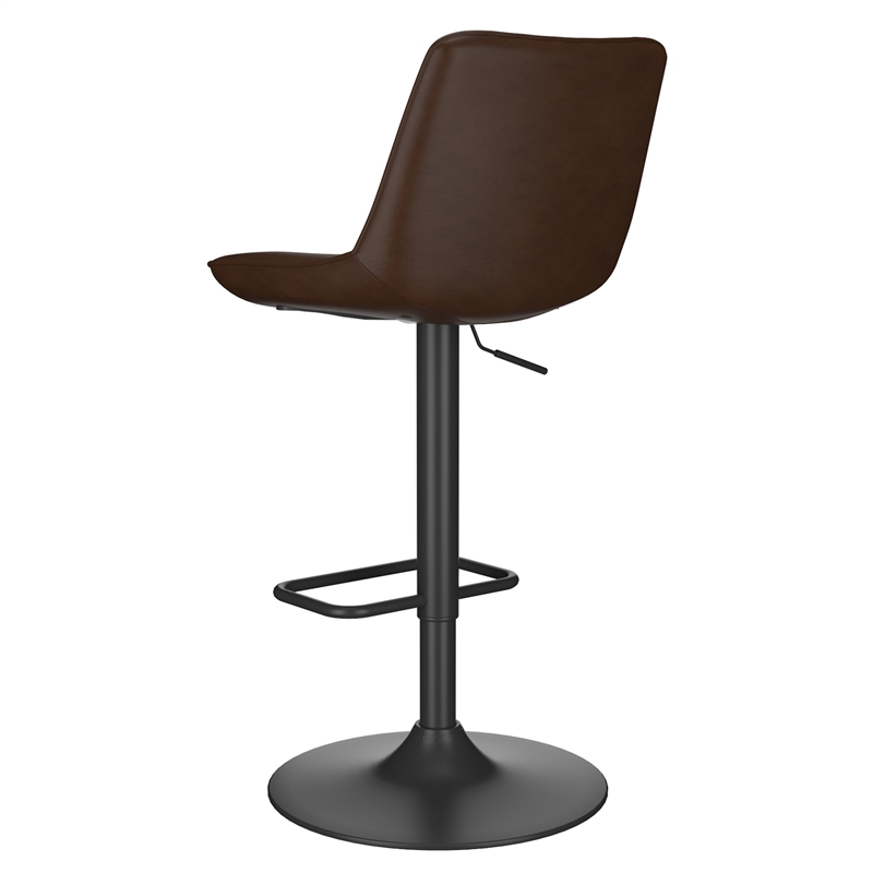 Pemberly Row Faux Leather Adjustable AirLift Stool Set of 2 Brown & Black