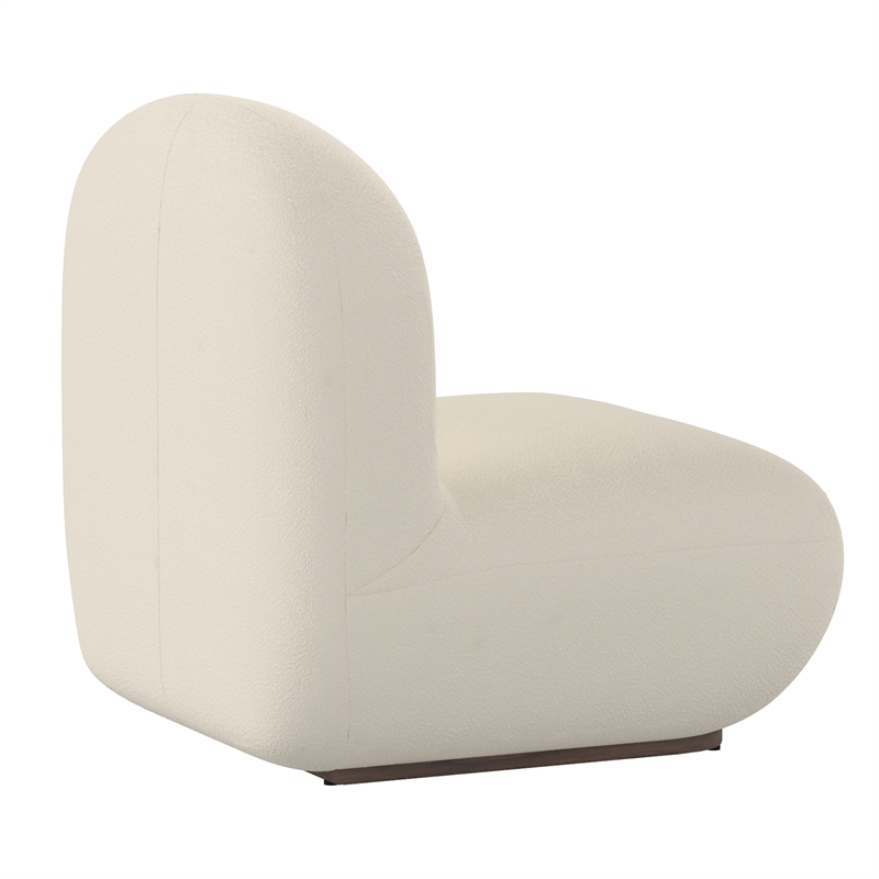 Pemberly Row Contemporary Boucle Fabric Accent Chair in Ivory