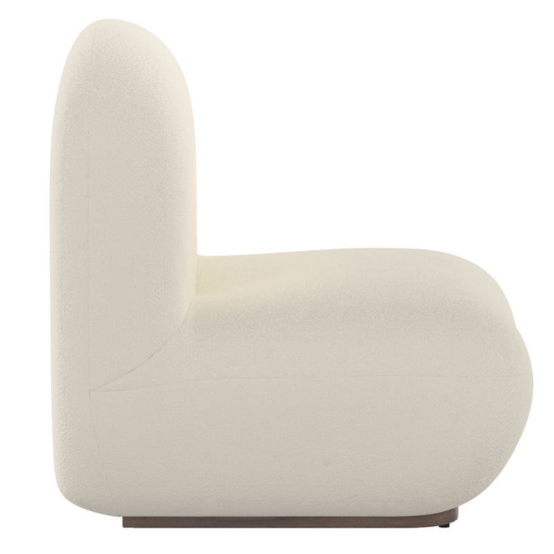Pemberly Row Contemporary Boucle Fabric Accent Chair in Ivory