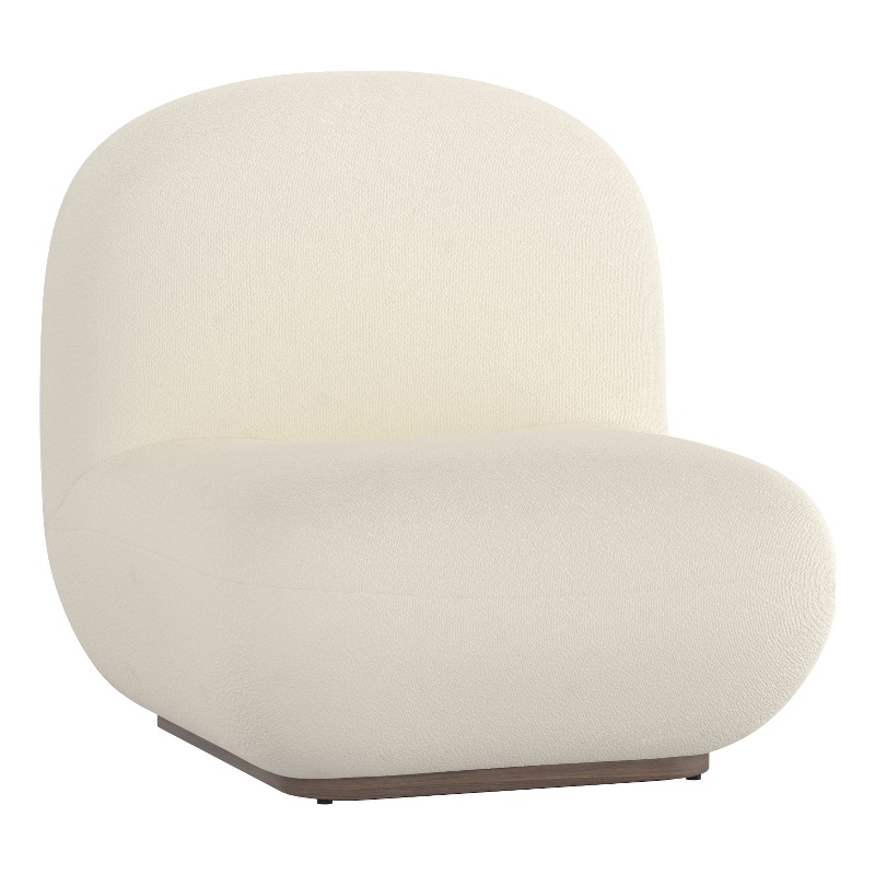 Pemberly Row Contemporary Boucle Fabric Accent Chair in Ivory