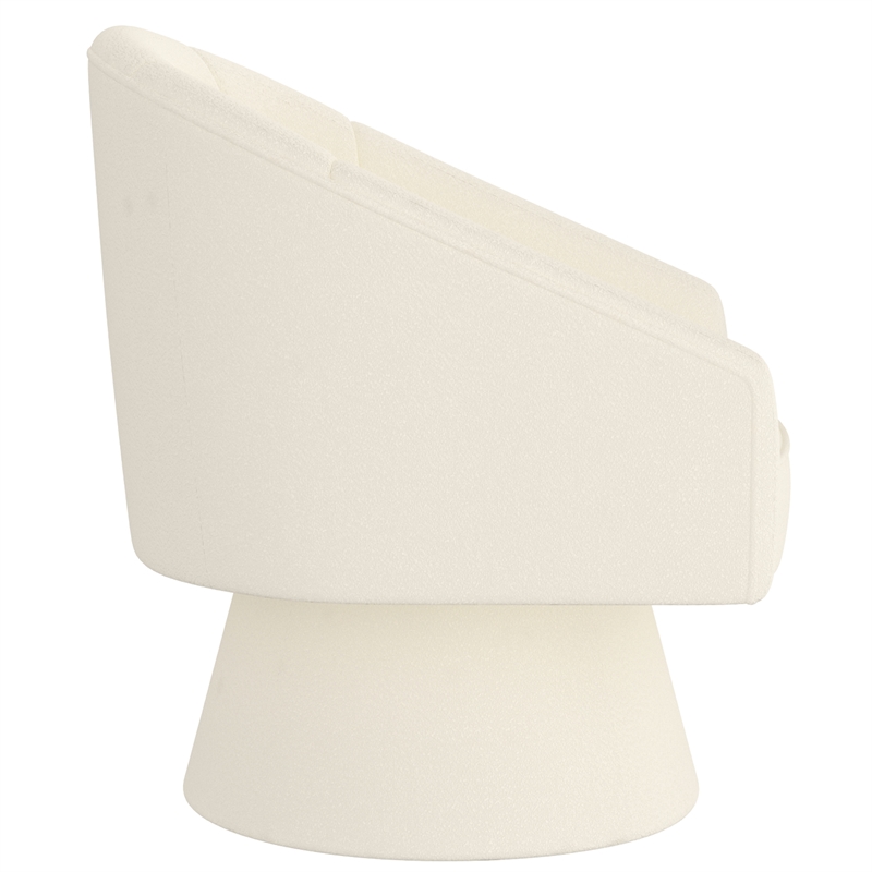 Pemberly Row Contemporary Boucle Fabric Accent Chair in Ivory