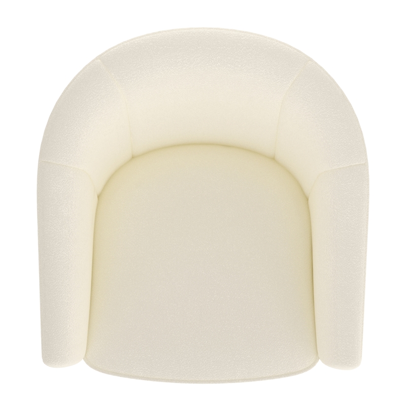 Pemberly Row Contemporary Boucle Fabric Accent Chair in Ivory