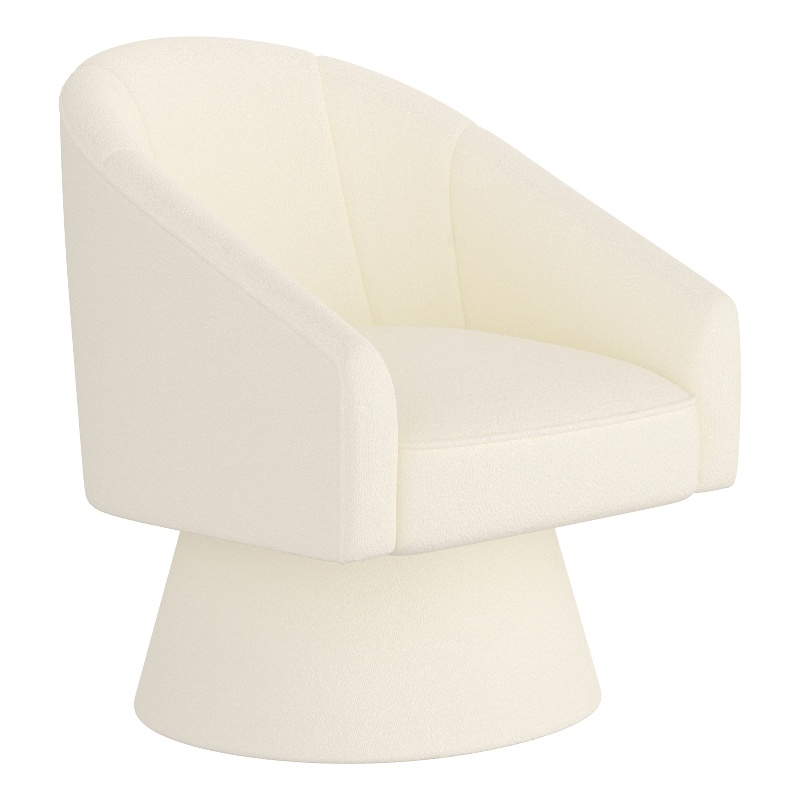 Pemberly Row Contemporary Boucle Fabric Accent Chair in Ivory