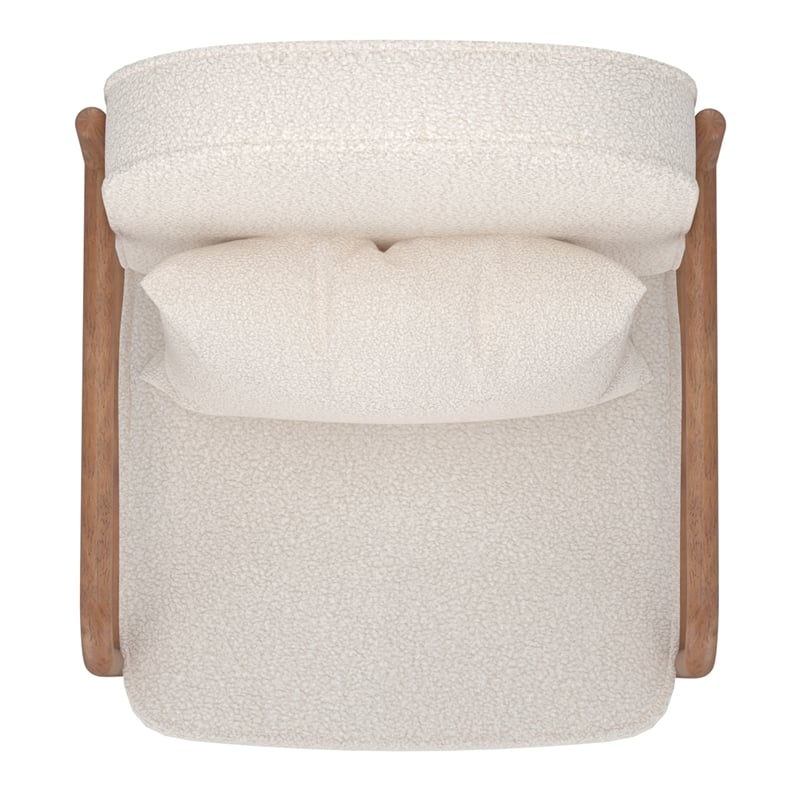 Pemberly Row Mid-Century Modern Boucle Fabric Accent Chair Fabric White Walnut