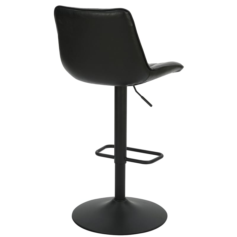 Pemberly Row Faux Leather Metal Adjustable AirLift Stool Set of 2 Black
