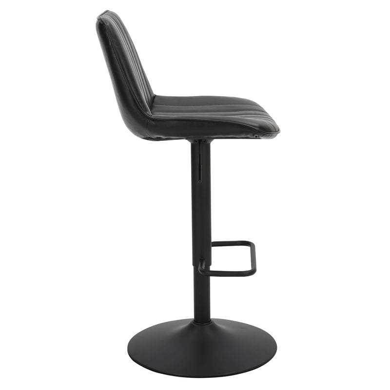 Pemberly Row Faux Leather Metal Adjustable AirLift Stool Set of 2 Black
