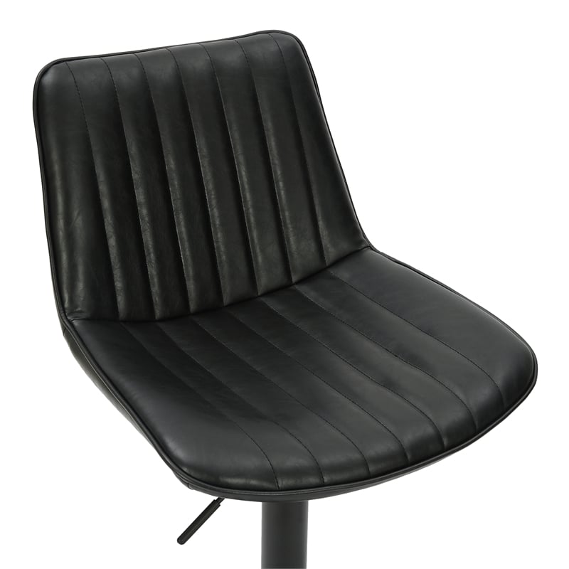 Pemberly Row Faux Leather Metal Adjustable AirLift Stool Set of 2 Black