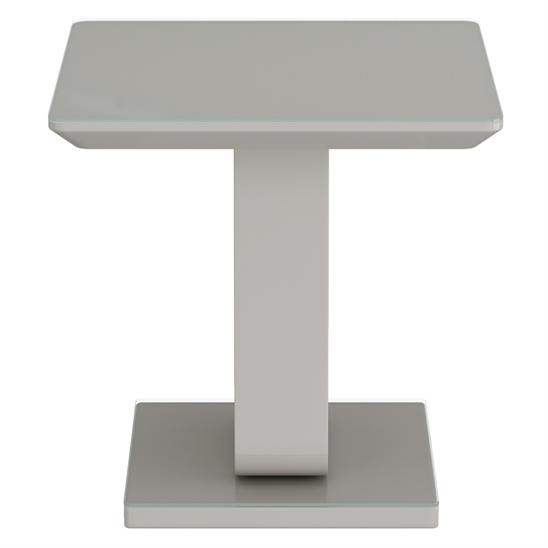 Pemberly Row Contemporary MDF Glass Accent Table in Gray Finish