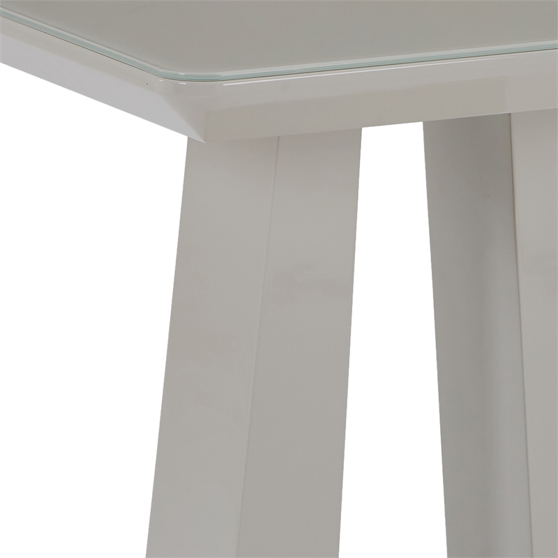Pemberly Row Contemporary MDF Glass Accent Table in Gray Finish