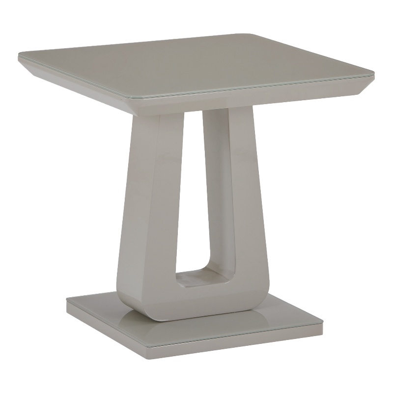 Pemberly Row Contemporary MDF Glass Accent Table in Gray Finish
