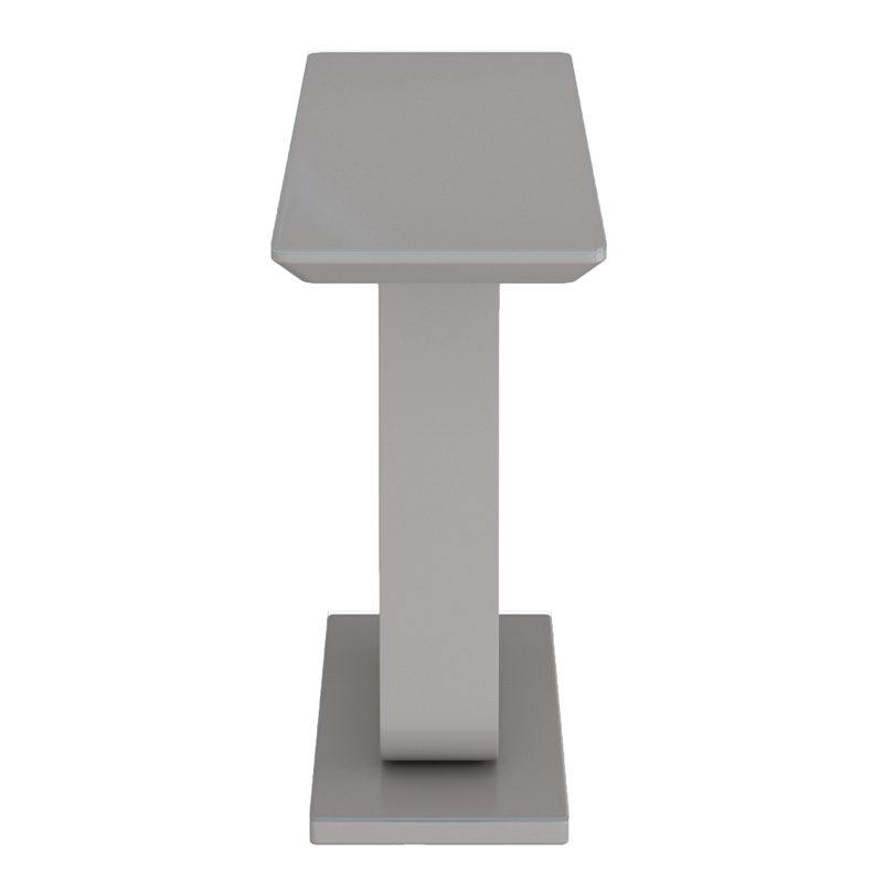 Pemberly Row Contemporary MDF Glass Console Table in Gray Finish