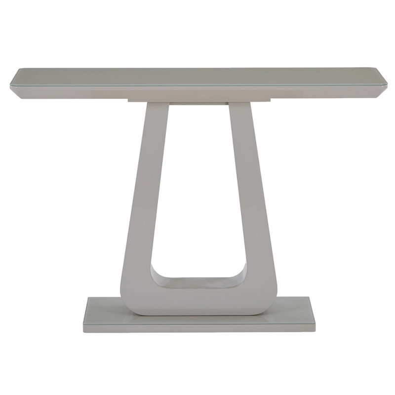 Pemberly Row Contemporary MDF Glass Console Table in Gray Finish