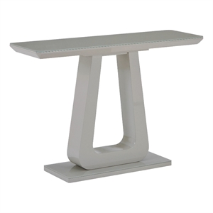 Pemberly Row Contemporary MDF Glass Console Table in Gray Finish