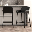 Pemberly Row FauxLeather Metal 26 Inche Counter Stool PU Set of 2 Black