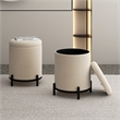 Pemberly Row Modern Boucle Fabric Round Storage Ottoman Cream and Black