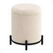Pemberly Row Modern Boucle Fabric Round Storage Ottoman Cream and Black