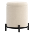 Pemberly Row Modern Boucle Fabric Round Storage Ottoman Cream and Black